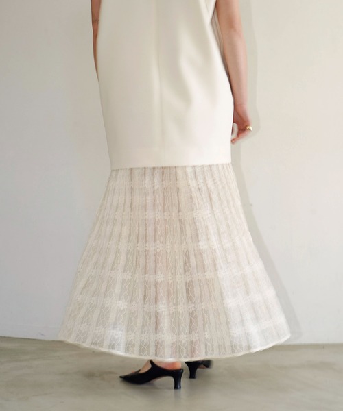 2WAY LACE LAYERED SKIRT （IVORY）サイズ1 スカート CLANE（クラネ）の「2WAY LACE LAYERED SKIRT（スカート）」 - WEAR