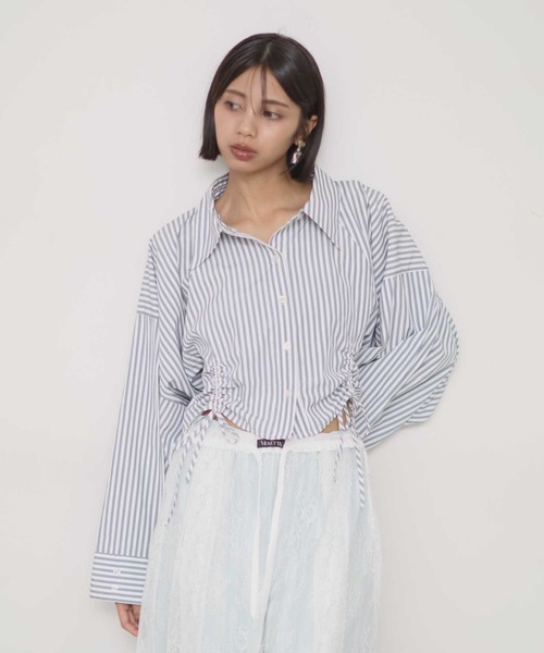 VIOLETTA クロップドオーバーシャツ VIOLETTA ブラウス シャツ クロップドオーバーシャツ レディース