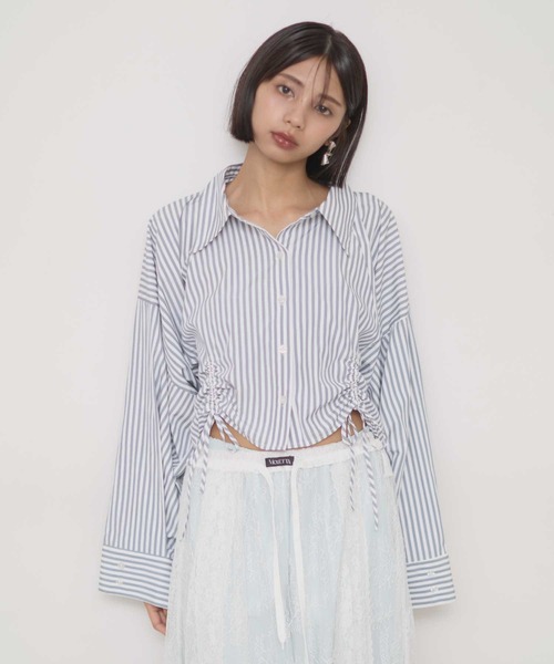 VIOLETTA クロップドオーバーシャツ VIOLETTA ブラウス シャツ クロップドオーバーシャツ レディース