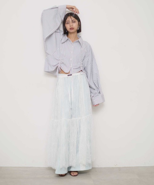 VIOLETTA クロップドオーバーシャツ VIOLETTA ブラウス シャツ クロップドオーバーシャツ レディース