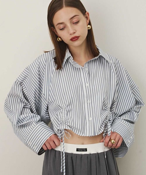 VIOLETTA ブラウス シャツ クロップドオーバーシャツ レディース