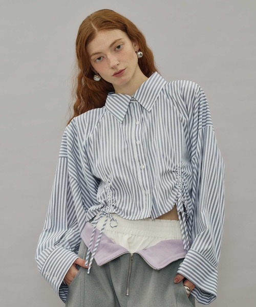 VIOLETTA クロップドオーバーシャツ VIOLETTA ブラウス シャツ クロップドオーバーシャツ レディース