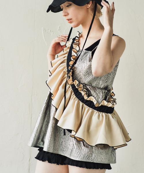 新品⚫︎ORIÉNT MILLINERY 【ドーラメロウ】フリルバッグ グレー ORIÉNT MILLINERY 【ドーラメロウ】フリルバッグ グレー