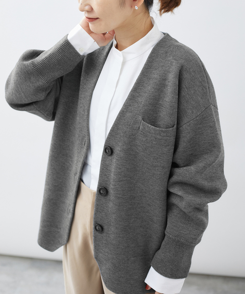 カーディガン wool ダブルフェイスニットカーディガン レディース 