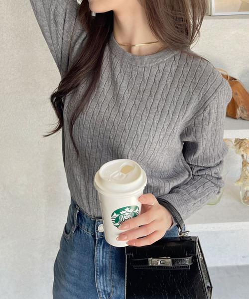 Ada. ニット セーター クルーネック コンパクト 長袖 ベーシック