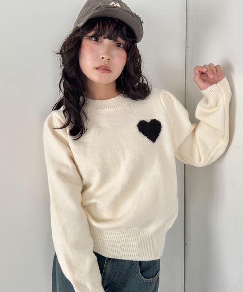 SOLLON.（ソルロン） ニット セーター ワンポイントハートニット
