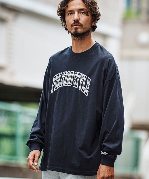 felkod（フィルコッド） tシャツ mlt4932-College Logo Drop Shoulder 