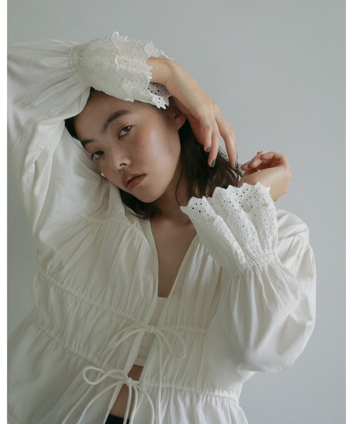 anuke ブラウス シャツ Vneck Lace Blouse レディース