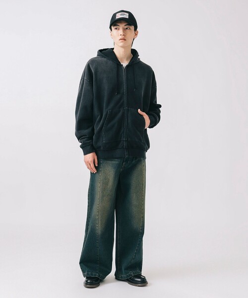 BEAMS HEART ジーンズ ブラスト シーム バギーデニムパンツ