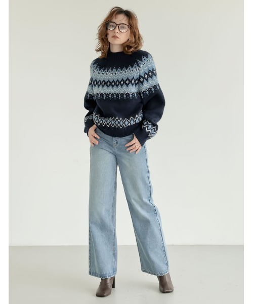 ニット セーター 「2024-25 WINTER COLLECTION」ノルディック柄ニットプルオーバー レディース Re:EDIT ニット セーター 「2024-25 WINTER COLLECTION