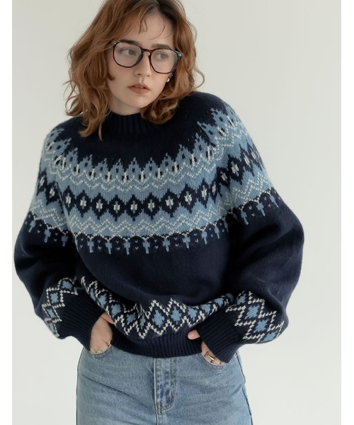 ニット セーター 「2024-25 WINTER COLLECTION」ノルディック柄ニットプルオーバー レディース Re:EDIT ニット セーター 「2024-25 WINTER COLLECTION