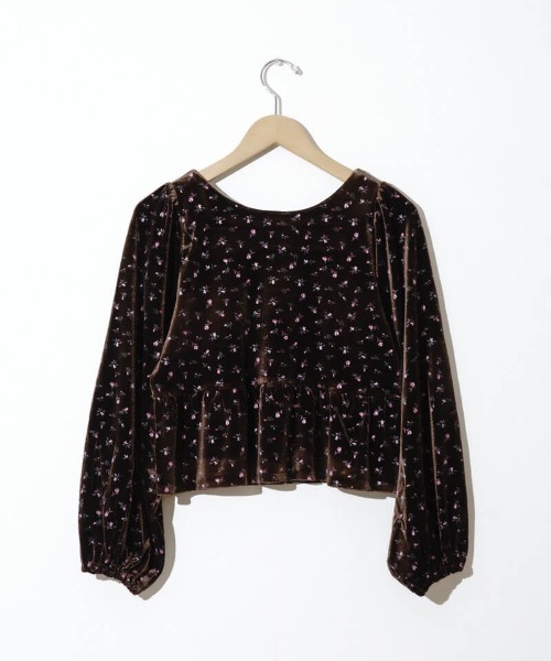 tシャツ フローラルベロアトップ レディース flower（ファッション） tシャツ フローラルベロアトップ