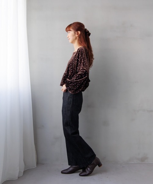 tシャツ フローラルベロアトップ レディース flower（ファッション） tシャツ フローラルベロアトップ