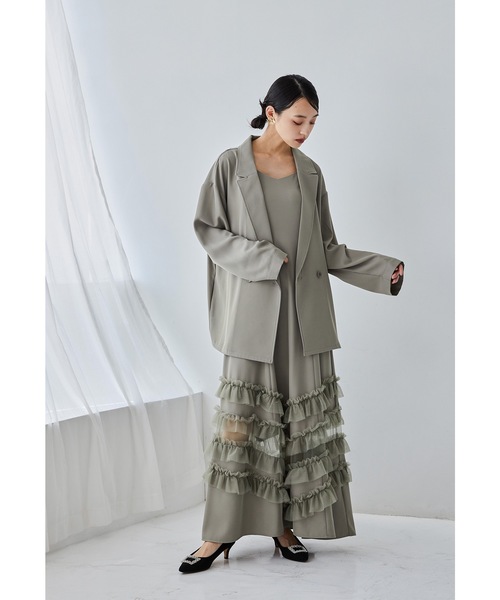 全2色 セットアップ ドレス 総レース シアー パーティー 結婚式 DRESS+ ワンピース パーティードレス 総レース 結婚式