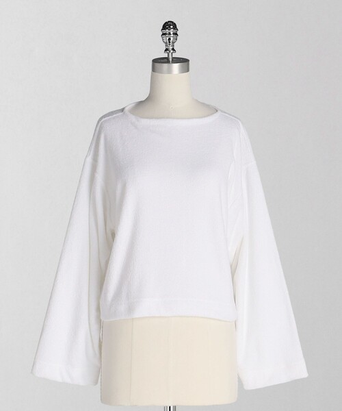tシャツ 「LOEFF」パイル ボートネック プルオーバー レディース