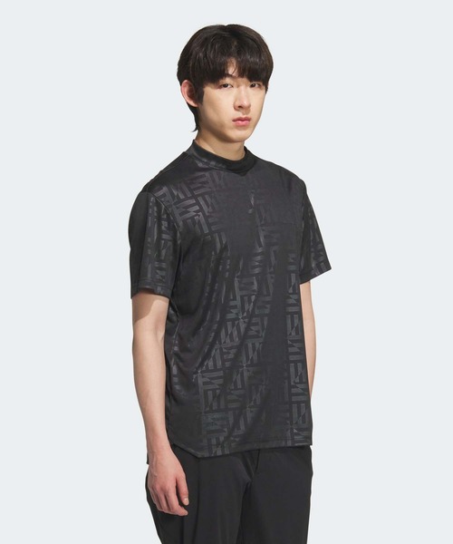 【ゴルフ】 BOSモチーフ モックネック 半袖 シャツ adidas ポロシャツ BOSロゴ柄デボス モックネック 半袖シャツ