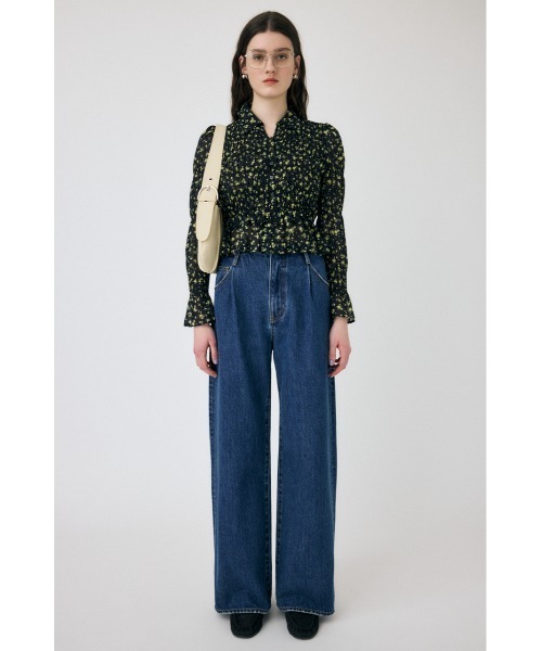 ブラウス シャツ SHIRRING FLORAL FIT シャツ レディース MOUSSY | SHIRRING FLORAL フィットシャツ (シャツ・ブラウス