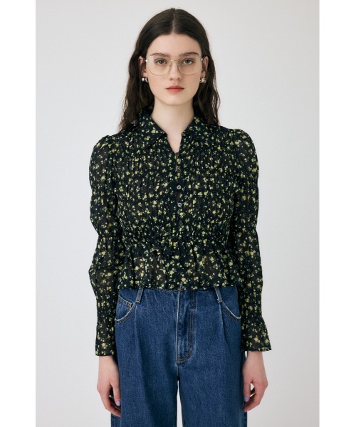 ブラウス シャツ FLORAL SHIRT レディース MOUSSY ブラウス シャツ SHIRRING FLORAL FIT レディース