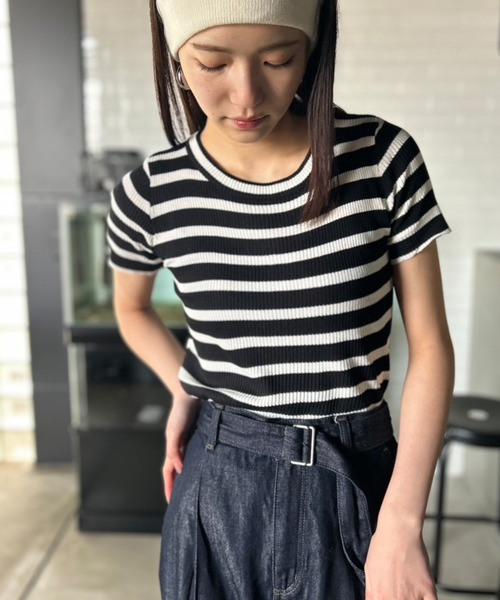 Kotoe（コトエ） tシャツ リブ ボーダートップス コンパクトシルエット