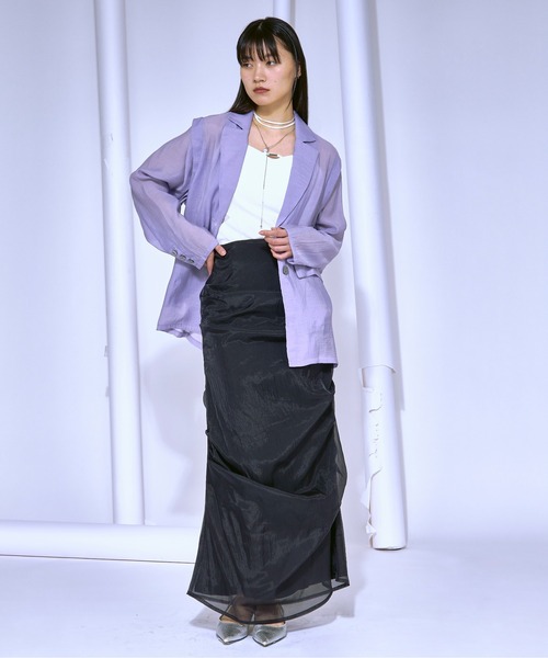 Ezick スカート Organdy tuck layered シアーナロースカート