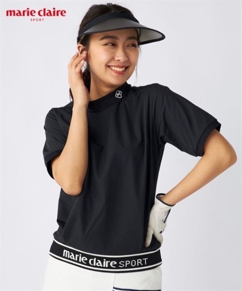 marie claire sport マルチストレッチ半袖モックネックプルオーバー（はっ水） レディース