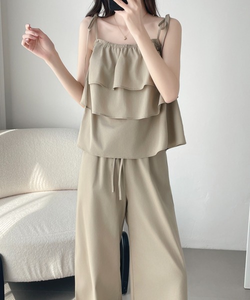 ABITOKYO セットアップ ペプラムフリルキャミソールセットアップ