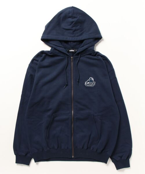 XLARGE ネイビー パーカー XLARGE｜STANDARD LOGO ZIP HOODED SWEATSHIRT パーカー XLARGE