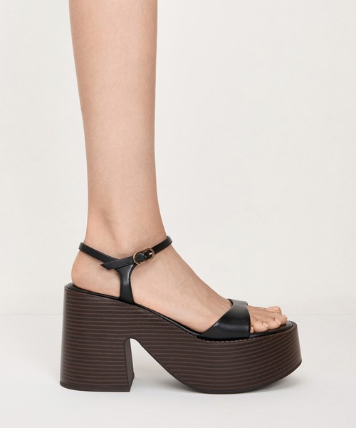 台湾 CHARLES&KEITH ダブルストラップ プラットフォームサンダル CHARLES ＆ KEITH サンダル Trill トリル グロメットダブル