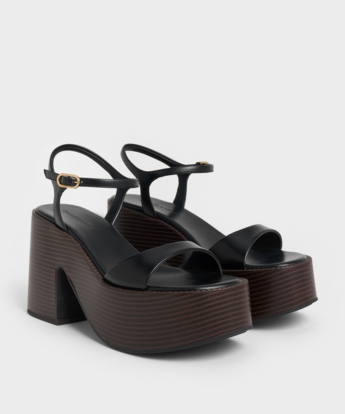 チャールズアンドキース プラットフォーム アングルストラップ サンダル 23cm CHARLES & KEITH プラットフォーム アンクルストラップサンダル