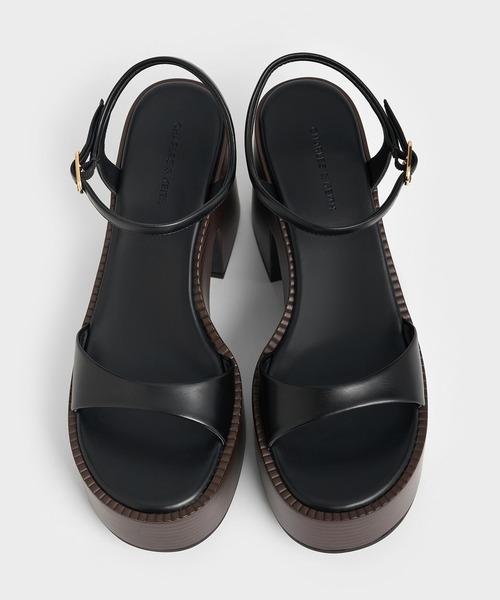 DKNY★スリングバック プラットフォーム サンダル CHARLES & KEITH パテント プラットフォームスリングバック