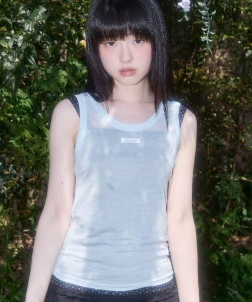 タンクトップ ノースリーブ A'GEM/9 × .kom 「FANCY CLUB/ファンシークラブ」 3-Way Dot Mesh Layered S