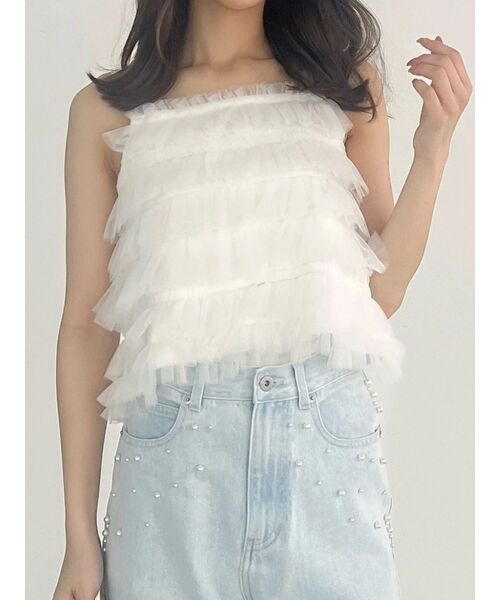 ブラウス シャツ チュールティアードトップス レディース