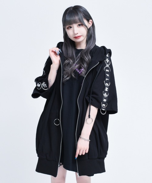 REFLEM◆パーカー/FREE/コットン/BLK/4037400100 REFLEM 「REFLEM」 ジップアップパーカー FREE ブラック