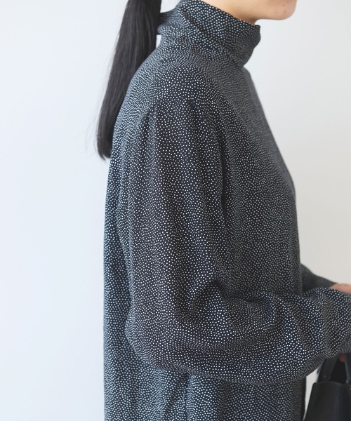 ブラウス シャツ dot print high neck ブラウス レディース