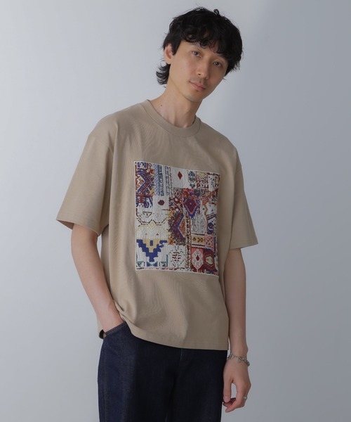 「NANO universe」 半袖Tシャツ M ブラウン メンズ