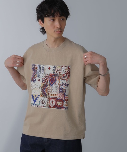 「NANO universe」 半袖Tシャツ M ブラウン メンズ