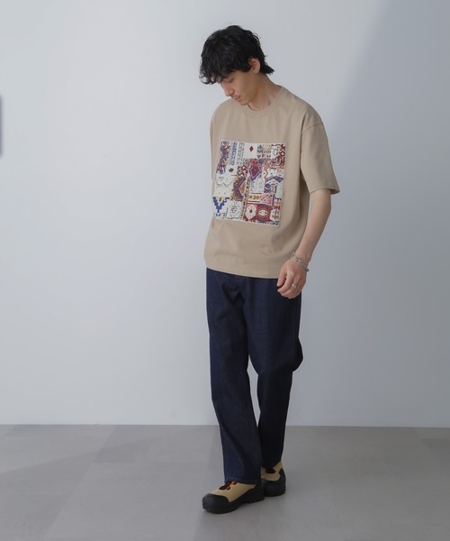 「NANO universe」 半袖Tシャツ M ブラウン メンズ