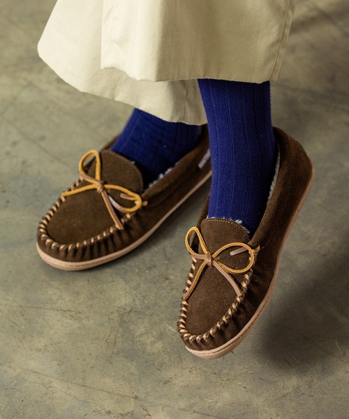 ミネトンカ モカシン スエード ネイビー　US6 23cm 未使用品 Minnetonka（ミネトンカ） デッキシューズ モカシン MINNETONKA