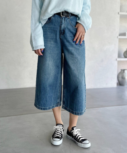 ワイドパンツ ハーフパンツ ジーンズ デニム デニムパンツ 短パン