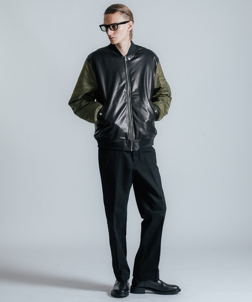 THE CRIMIE NYLONSLEEVE LEATHER MA1 クライミー CRIMIE（クライミー） ジャケット CRIMIE NYLON SLEEVE LEATHER MA1