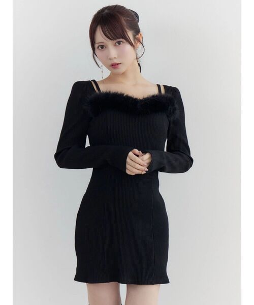 EATME（イートミー） ワンピース ベルテッドフェイクファーリブ
