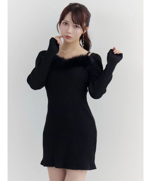 EATME（イートミー） ワンピース ベルテッドフェイクファーリブ