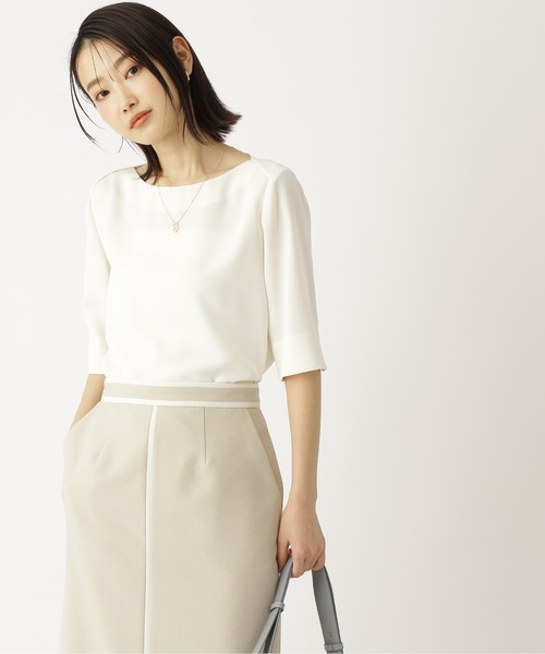 「NATURAL BEAUTY BASIC」 半袖ブラウス LARGE ピンク レディース_画像4
