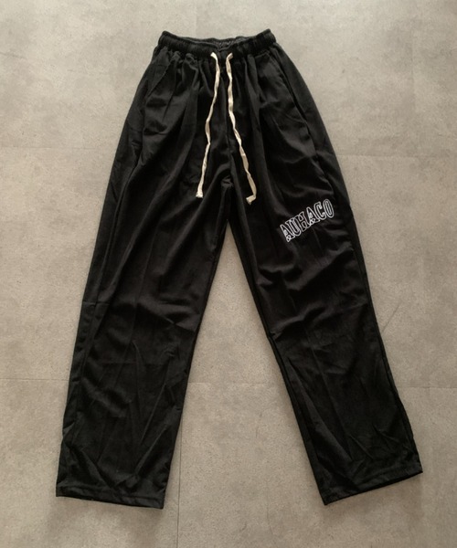 パンツ ワンポイントロゴ刺繍細コールワイドパンツ メンズ レディース