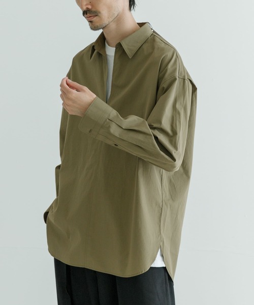 「THOMAS MASON」 長袖シャツ MEDIUM カーキ メンズ_画像8