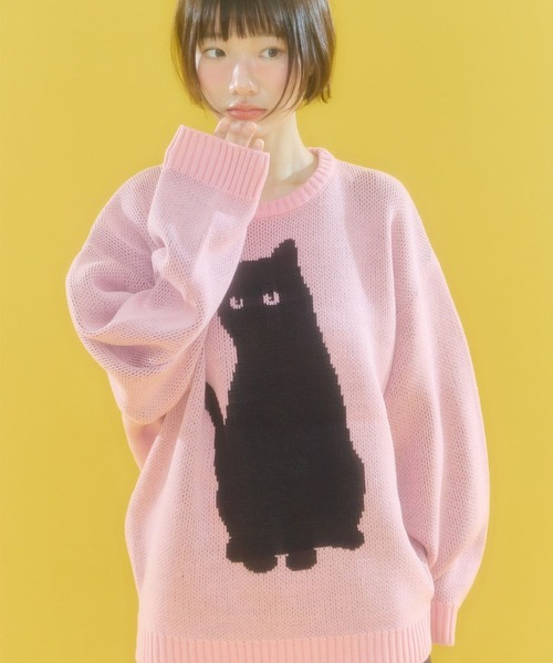 ニット セーター K-POPアイドル着用「UNISEX」VIDEO JOCKEY／blackcat