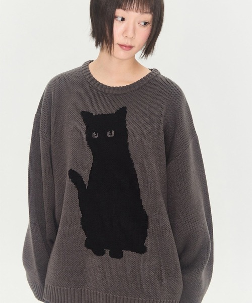 ニット セーター K-POPアイドル着用「UNISEX」VIDEO JOCKEY／blackcat