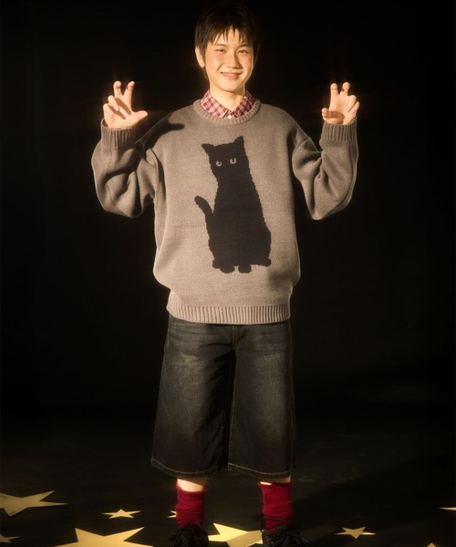 ニット セーター K-POPアイドル着用「UNISEX」VIDEO JOCKEY／blackcat