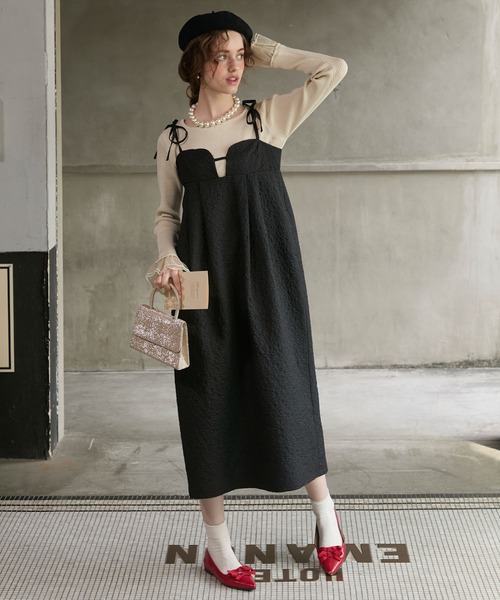 BONLECILL noir キャミソールワンピース FREE ブラック レディース  