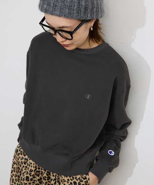 Champion (チャンピオン) ■ ③ CWSU025 SLOBE別注クルーネックスウェット REVERSE WEAVE レディース グレー M Champion（チャンピオン） トレーナー スウェット SLOBE別注 クルー